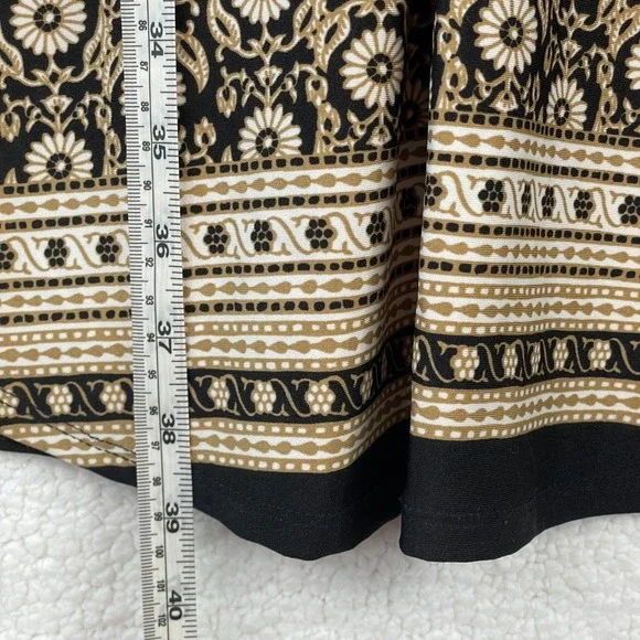 Espresso Womens 1X Black White Tan Medallion Henley Sleeveless Shift Dress - Picture 8 of 8